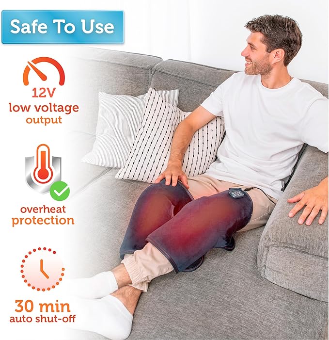 COMFIER Heated Knee Massager Heating Pad for Knee Pain Relief,Heat Knees Warmers Wrap with Massage and Vibration-Greige