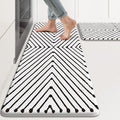 KIMODE Kitchen Mats Cushioned Anti Fatigue, Geometric Kitchen Rugs Sets of 2, Non Slip Waterproof Kitchen Floor Mats, Comfort Standing Mats for Laundry Office Sink Desk 17"x47"+17"x29" Black Diamond