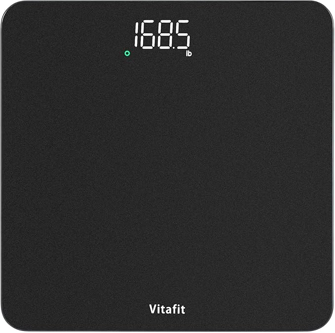 Vitafit Scale for Body Weight, High Accuracy 0.1lb by Our Professional Factory Since 2001, Digital Weight Scale LED and Step On, 3*AAA Batteries Included, 400lb/182kg, Spray Silver Black