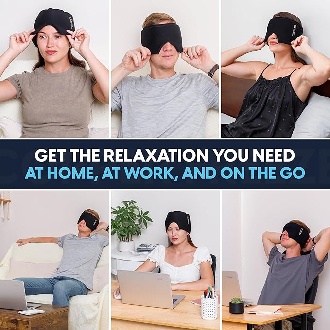 CopperFreeze™ Migraine Relief Mask Cap w/Cryo Gel by Copper Compression - Reusable 360° Ice Pack Band for Headaches - Eases Nausea, Sinus Pressure, Tension - Gift for Women, Men, Moms - One Size