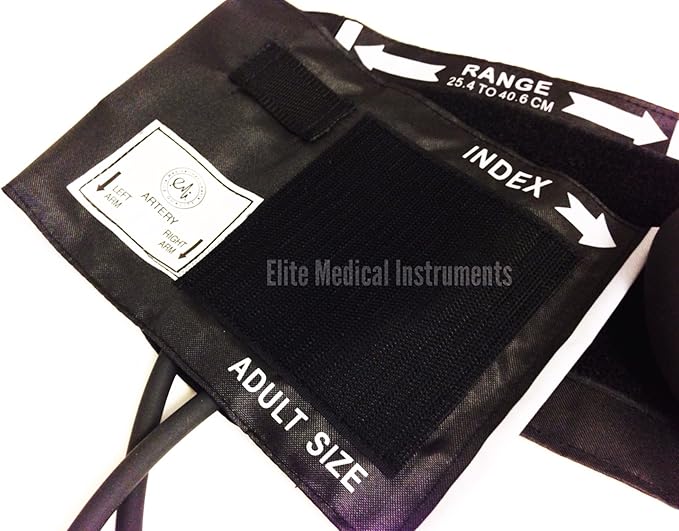EMI Deluxe Aneroid Sphygmomanometer Manual Blood Pressure Monitor Adult Cuff Set with Case - #217 (Black)