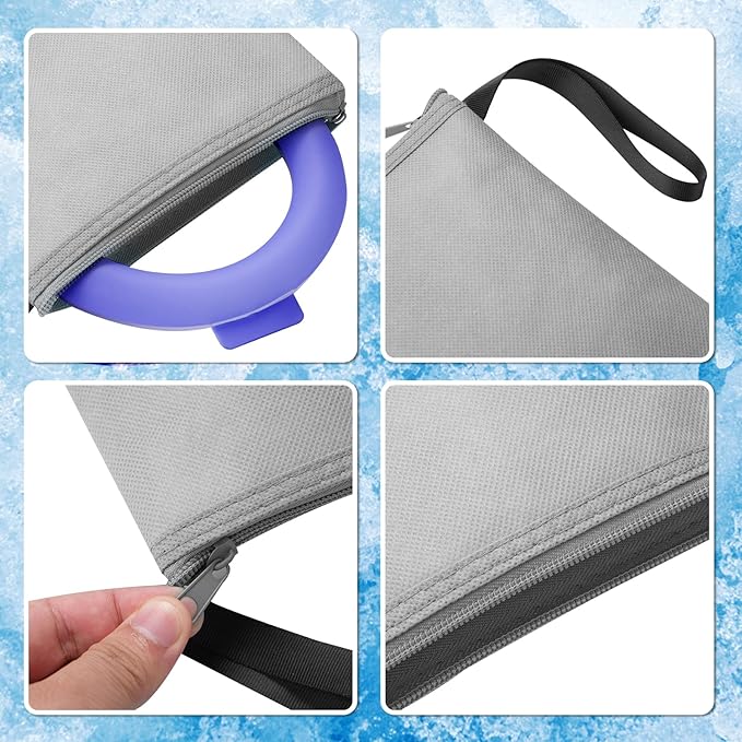 Cooling Neck Wrap with Insulated Bag, Reusable Ice Neck Ring & Body Cooler for Summer Heat, Wearable Cooling Tube Maintains 18°C/64°F for Outdoor, Sports, Travel (Navy)