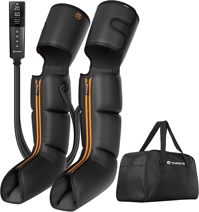 QUINEAR Advanced Full Leg Air Compression Massage, Leg and Foot Massager with Remote, Foot Calf & Thigh Massager for Swollen Legs