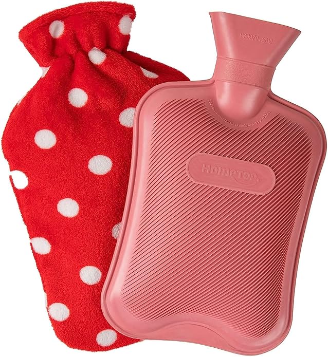 HomeTop Premium Classic Rubber Hot or Cold Water Bottle with Soft Fleece Cover