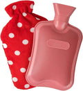HomeTop Premium Classic Rubber Hot or Cold Water Bottle with Soft Fleece Cover