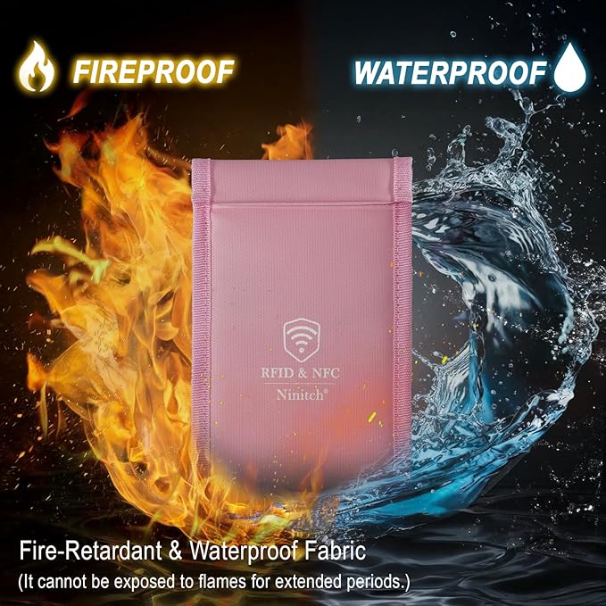 Faraday Bags for Phone Privacy & Security - Signal Blocking Pouch for GPS/WIFI/5G/RFID - Fireproof & Waterproof Anti-Drop Case for Travel & Data Protection Pink
