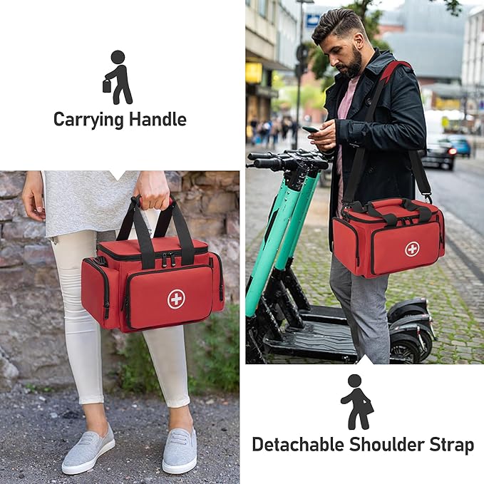 Medicine Storage Bag, Pill Bottle Organizer with Portable Small Pouch, Medication Bottle Organizer Empty with Shoulder Strap for Home Storage and Travel