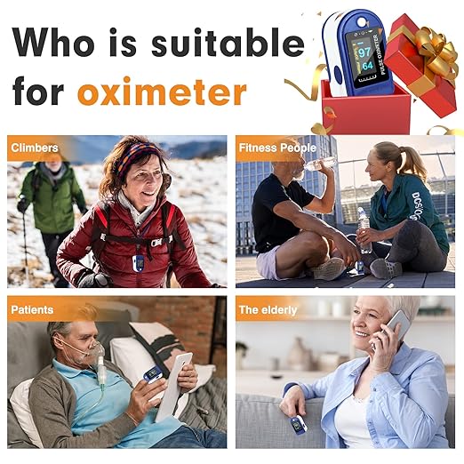 Easy@Home Fingertip Pulse Oximeter (Not for Medical Use) - SpO2 Blood Oxygen Saturation Meter and Heart Rate Monitor -EHP050