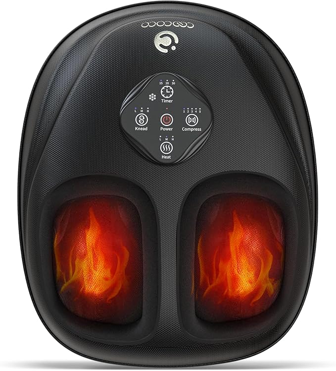 CooCoCo Upgraded Shiatsu Foot Massager - FSA Eligible, Foot Massager for Plantar Fasciitis & Neuropathy, HSA Feet Massager with Heat, Foot Warmer for Women Men, Foot Pain Relief, Home Office Use