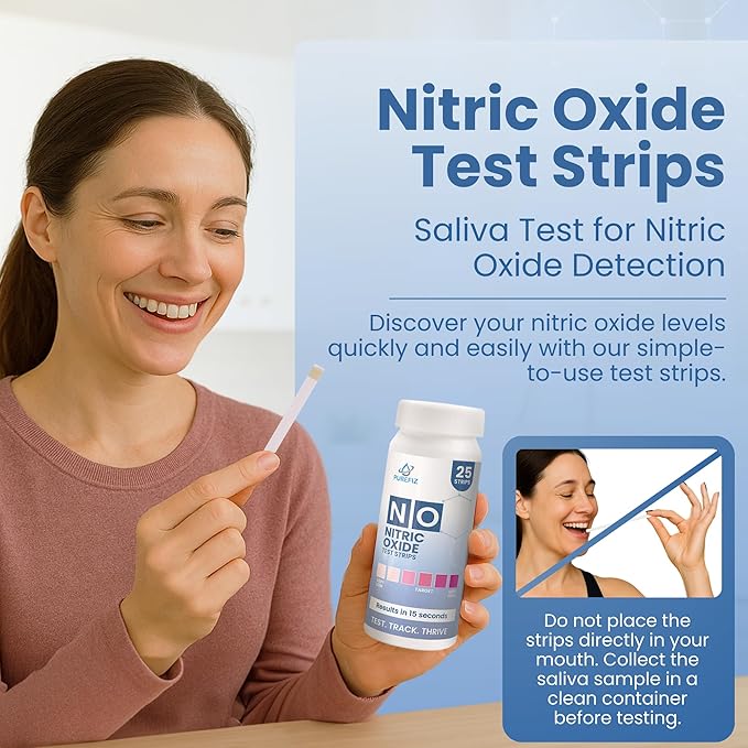 Nitric Oxide Test Strips (25 Pack) – Easy-to-Use Saliva Test for Nitric Oxide Levels | Results in 15 Seconds | Track the Effects of NO Supplements | Support Energy, Circulation & Natural Wellness
