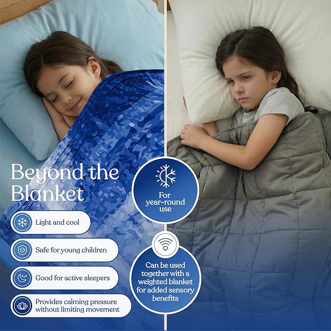 Deep Pressure Sensory Bed Sheet – Twin Sensory Compression Sheet Breathable Sleep Pod Blanket for Better Sleep Support – Calming Compression Blankets for Kids and Adults Classic Denim