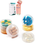 3 in 1 Portable Pill Cutter&Crusher with Pill Holders 7 Day Small Compartments, Pill Splitter and Grinder for Pills,Tiny Round Daily Medicine Storage,Small Travel Pill Box for Purse(New Pink)