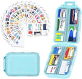 Large Travel Pill Organizer with Medicine Labels, 10 Compartments Travel Medicine Organizer Daily Pill Container Travel Pill Box Purse Pill Case (Blue, 189 Lables)