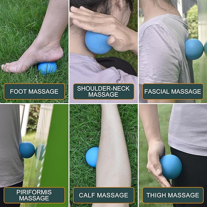Massage Lacrosse Balls for Myofascial Release,Yoga Deep Tissue Massage,Trigger Point Therapy and Foot Plantar Fasciitis,Muscle Soreness Massager Ball (2Pack, Yellow and Green)