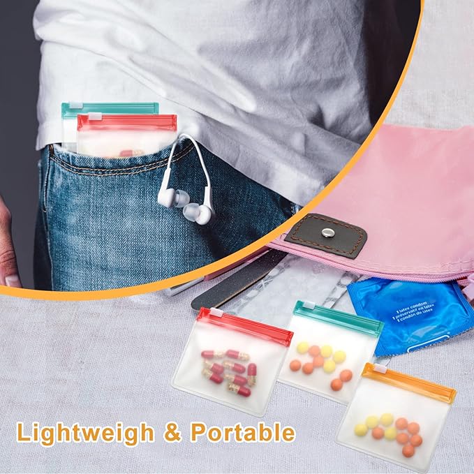 70 Pieces Pill Pouch Bags Zippered, Anglecai Reusable Pill Pouch for Medicine Bags Portable Self Sealing Travel Medicine Packets with Slide Lock Drug Baggies