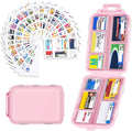 Travel Pill Organizer with Medicine Labels, Travel Pill Box Mini Medicine Organizer Daily Pill Container 10 Compartments Purse Pill Case (Pink, 189 Lables)