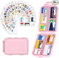 Travel Pill Organizer with Medicine Labels, 10 Compartments Travel Medicine Organizer Daily Small Pill Container Travel Pill Box Purse Pill Case (Pink, 189 Lables)