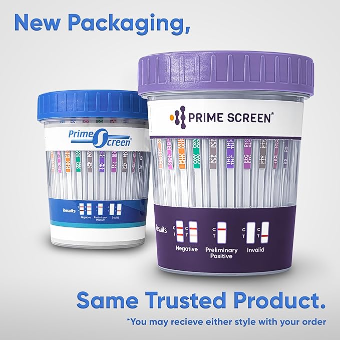 [5 pack] Prime Screen 14 Panel Urine Drug Test Cup - Instant Testing Marijuana (THC),OPI,AMP, BAR, BUP, BZO, COC, mAMP, MDMA, MTD, OXY, PCP, PPX, TCA