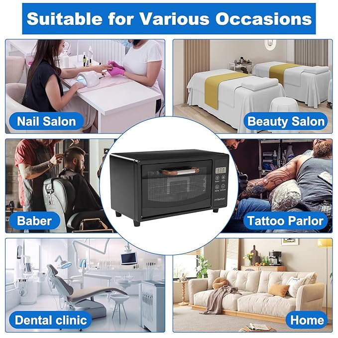 Sterilizer for Nail Tools, 10L Multifunctional Nail Tool Cleaning Machine, Nail Tool Sterilizer with 167℉ Hot Air, Adjustable Tiers, LED Display, For Hair, Salon, Spa, Nail, Salon (Black)