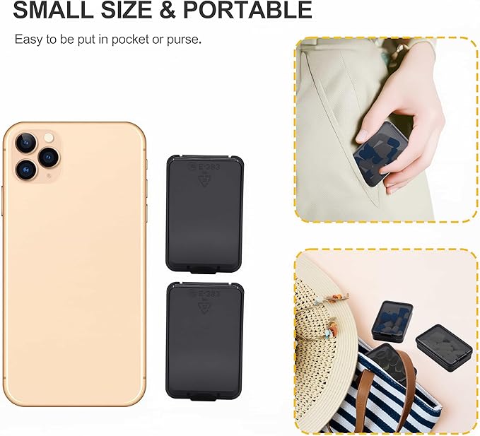 6 PCS Small Pill Box, Tiny Pill Case,Mini Clear Plastic Storage Containers Cute Travel Pill Organizer Case Portable for Pocket Purse Briefcase (Black)