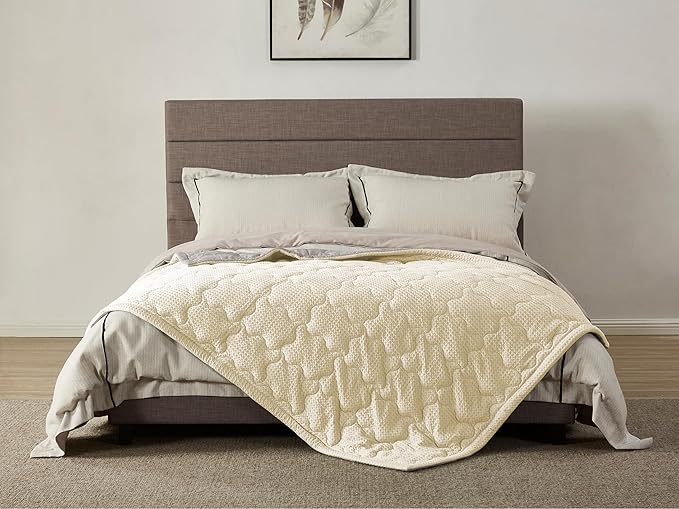 ZZZhen Weighted Blanket - High Breathability - 48''72'' 15LB - Premium Heavy Blankets - Calm Sleeping for Adult and Kids, Durable Quilts Waffle White, 48''72'' - 15LB