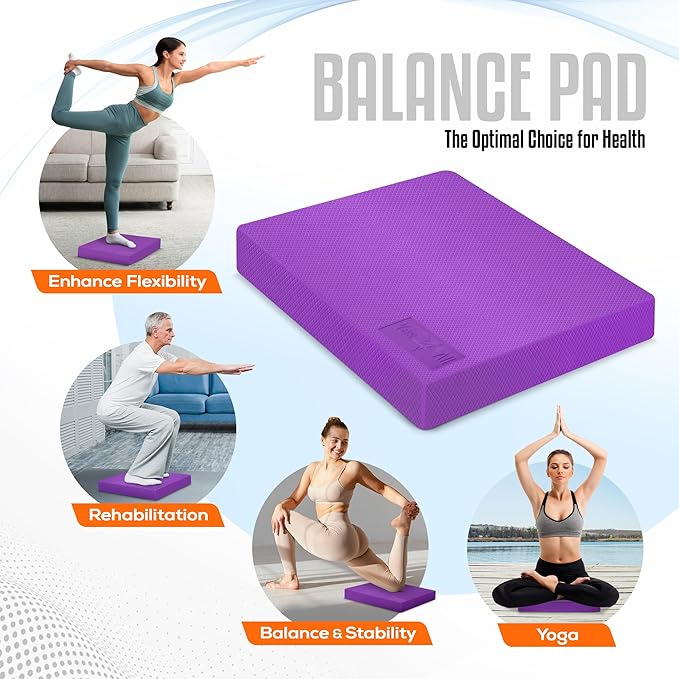Yes4All Balance Pad, Nonslip TPE Foam Balance Pad with Upgraded Sizes - L, XL, XXL Balance Mat for Fitness, Yoga & Stability Training - Multicolor Options