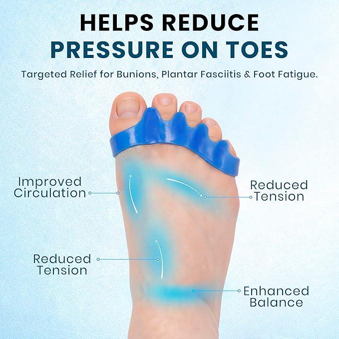 Toe Separators – Soft Gel Toe Spacers for Alignment, Stretching, Yoga and Everyday Foot Comfort (Large)