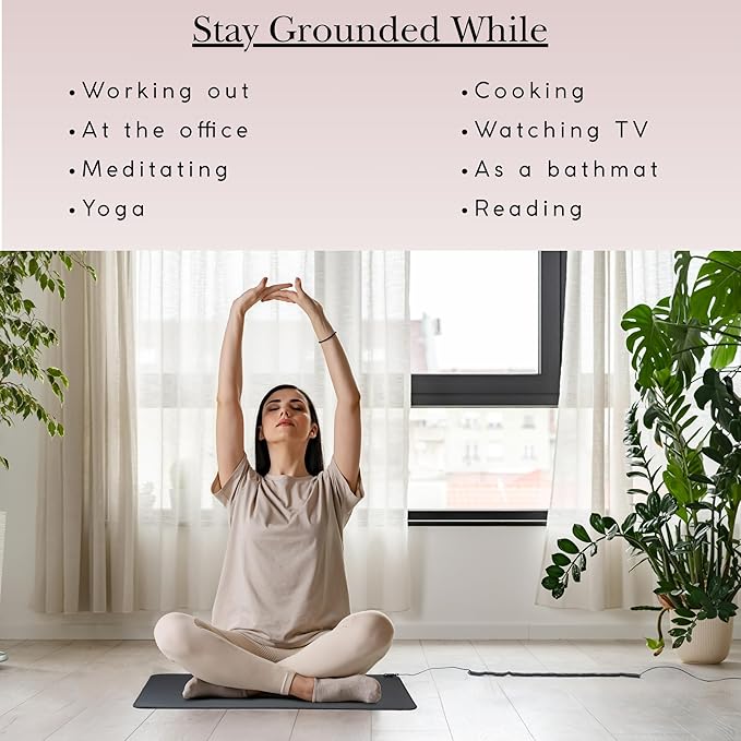 Grounding Mat for Sleep,Pain,Energy,Balance,Relief,Wellness,Inflamation. Earthing Grounding Mat for Home,Office,Work. 20FT Cord,24x16,Conductive Carbon Mat.