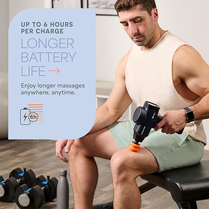 LifePro Sonic Massage Gun Deep Tissue – Quiet Handheld Percussion Massager for Athletes, Pain Relief & Recovery – 8 Heads, 5 Speeds, Long Battery