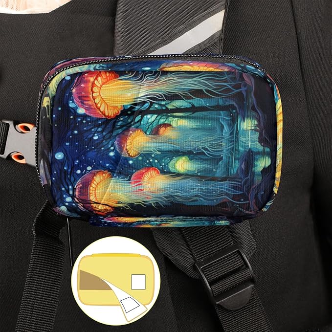 Abstract Tree Forest Jellyfish Travel Pill Organizer Box Weekly Portable Pill Case Daily Pills 7 Day Small Birth Control Pills Container Removable Compartments for Medicine Vitamins Fish Oil