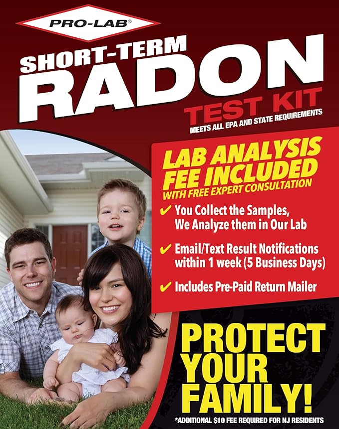 PRO-LAB Radon Gas Short-Term Test Kit – 2 Detectors for Real-Estate Transactions. EPA Approved. Lab Fees and Return Mailer Included