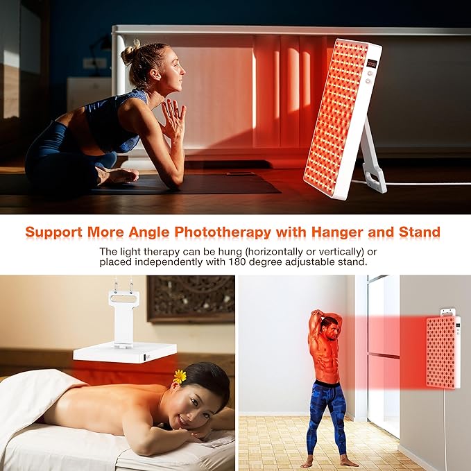Red Light Therapy with Timing and 180° Adjustable Stand, Deep 660/850nm Near Infrared& Red Light Therapy Panel for Face Body, Skin Care, Home LED Therapy Lamp for Pain Relief of Muscles Joints,234LEDs
