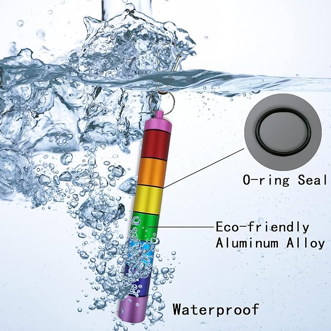 Small Portable Metal Pill Organizer Case Keychain, Stackable Waterproof Travel Cute Pill Box Holder,Aluminum Alloy Pill Container,Compartment for Holding Supplements, Vitamins and Medicine