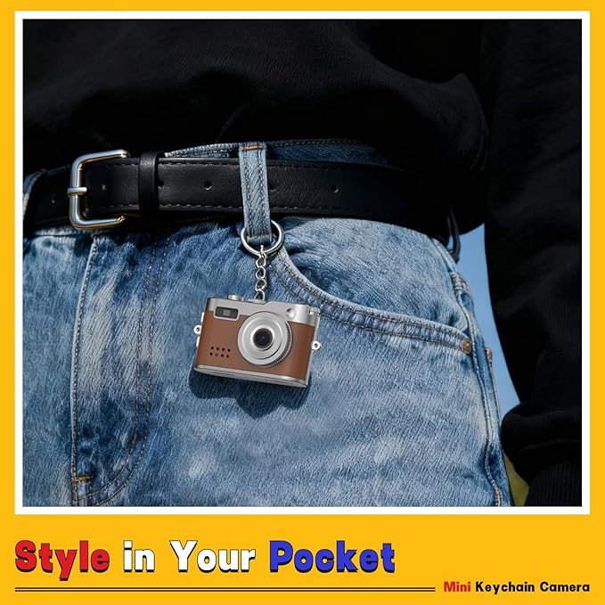 Mini Keychain Camera, 1080P & 2MP Retro Aesthetic, 32GB Memory, Pocket-Sized Vintage Camera, Bag Charm, Birthday Gift