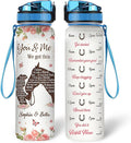 Hyturtle Personalized You And Me We Got This 32Oz Liter Motivational Water Bottle, Customized Name With Time Marker, Gifts For Couple Boyfriend Girlfriend Horse Lovers On Birthday, Mother's Day