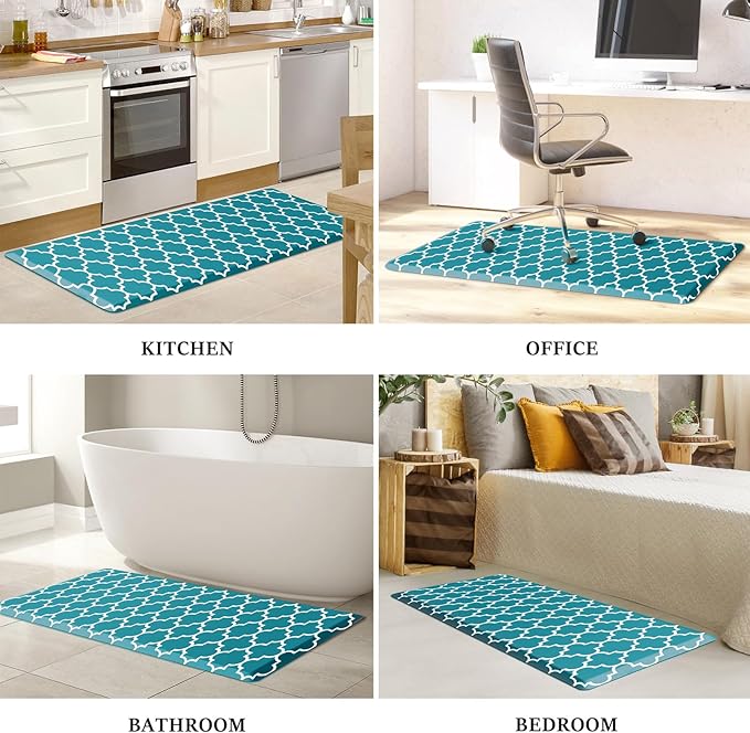 WISELIFE Anti Fatigue Floor Mat - 4/5 Inch Thick Kitchen Mat Non Slip Waterproof Heavy Duty Ergonomic Comfort Mat Durable for Home, Office, Sink, Laundry,(22" x 54", Green)