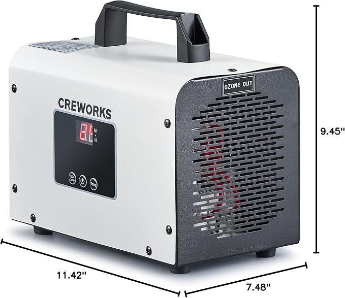 CREWORKS Digital Ozone Generator, 38000 mg/h High Capacity Ozone Machine for Car Home Smoke Pet Odor Removal, Commercial Ozone Odor Eliminator Air Purifier with Adjustable Settings for 3200 sq ft Room