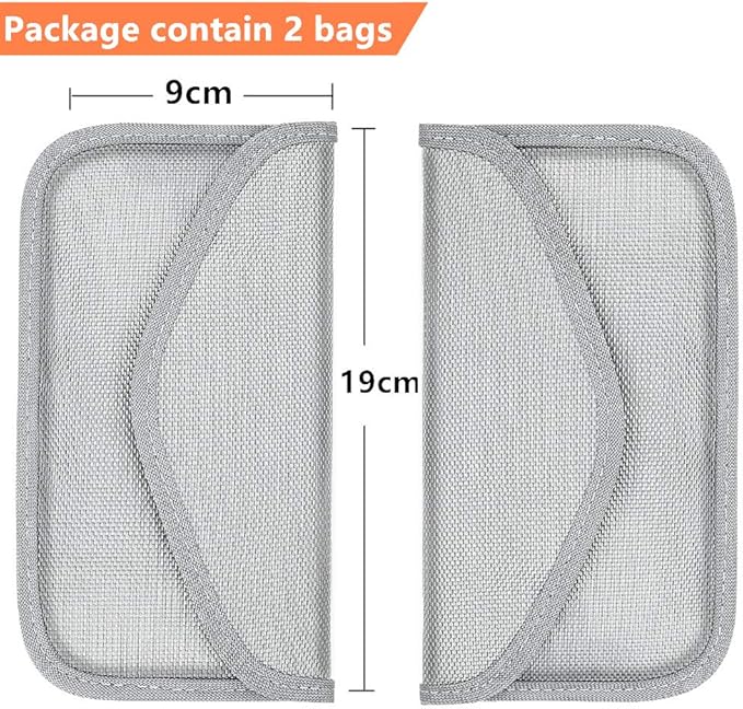 Faraday Key Fob Protector (2 Pack), Premium Faraday Bag/Pouch, Car Key Signal Blocker, Signal Blocking Bag for Cell Phone Privacy P (Silver)