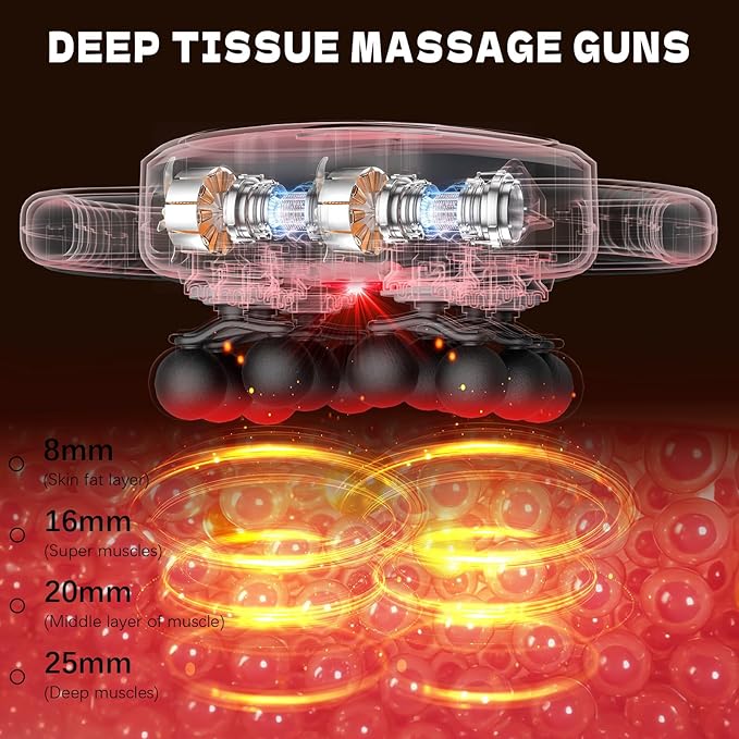 AdamPark 12-Head Deep Tissue Massager Gun, Electric Muscle Massager Handheld Massage Gun with 9 Modes Quiet Massager for Back Pain Full Body Muscle Pain Relief, Ideal Gifts for Women, Men