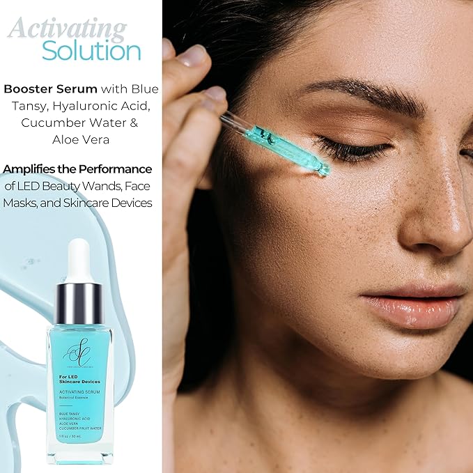 Red Light Therapy Activation Essence | Amplifies LED Wands, Masks & Skincare Devices | Blue Tansy, Aloe, Cucumber & Hyaluronic Hydration | Clean Formula | Use w/Home Skincare Technology