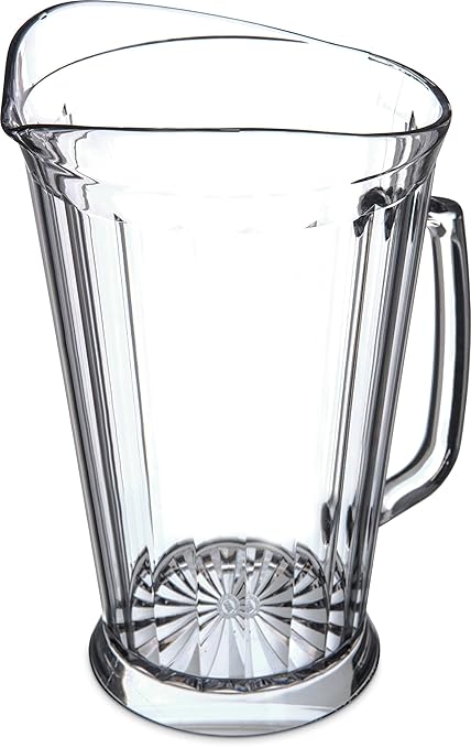 Carlisle FoodService Products Crystalite Tall Pitcher Rounded Pitcher for Restaurants, Catering, Kitchens, Plastic, 60 Ounces, Clear, (Pack of 6)