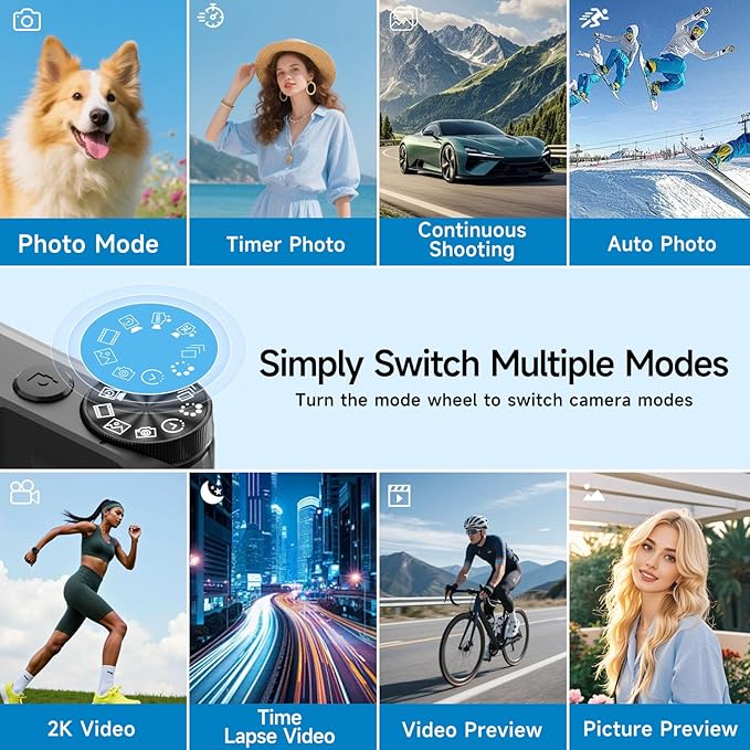 4K 64MP Digital Camera with 3" 180° Flip Screen, 2026 Latest Autofocus Vlogging Photography Camera for YouTube, 18X Digital Zoom Compact Travel Cameras with 64GB SD Card for Beginner (Black)
