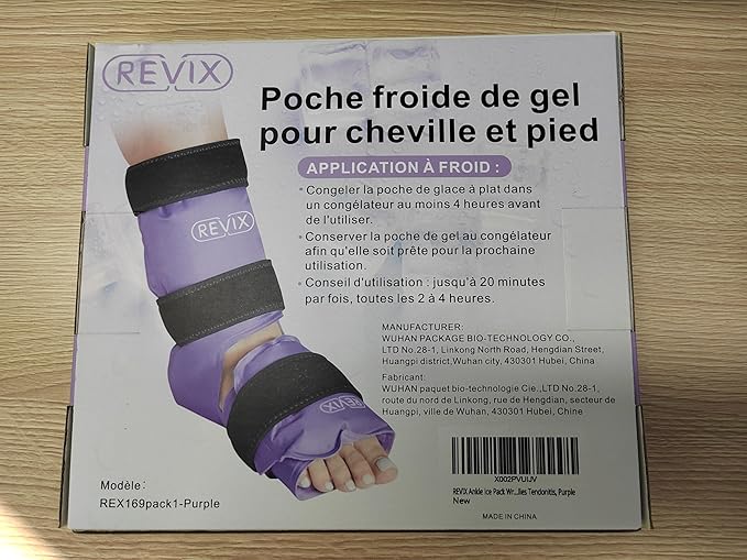 REVIX Ankle Ice Pack Wrap Reusable Gel Foot Cold Pack for Post-Workout Recovery, Gel Ice Wrap for Plantar Relaxation, Promoting Ankle Flexibility, Purple