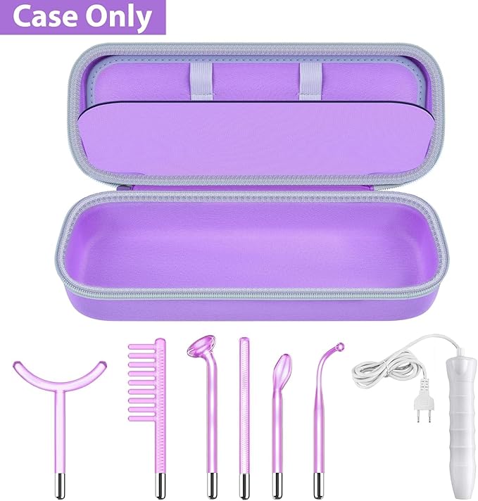 GWCASE Case Compatible with Houzzi/for NuDerma/for Signstek/for APREUTY/for FAZJEUNE/for NewWay Professional Clinical Portable Handheld High Frequency Skin Wand Machine, 6 Neon & Argon Wands-Purple