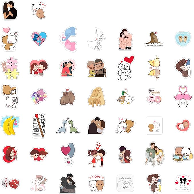 BulbaCraft Couple Stickers, Love Stickers for Water Bottle & Laptop - Couple Party Supplies & Decorations, Waterproof Vinyl Decals, Love and Relationship Decals, Gifts for Women & Men