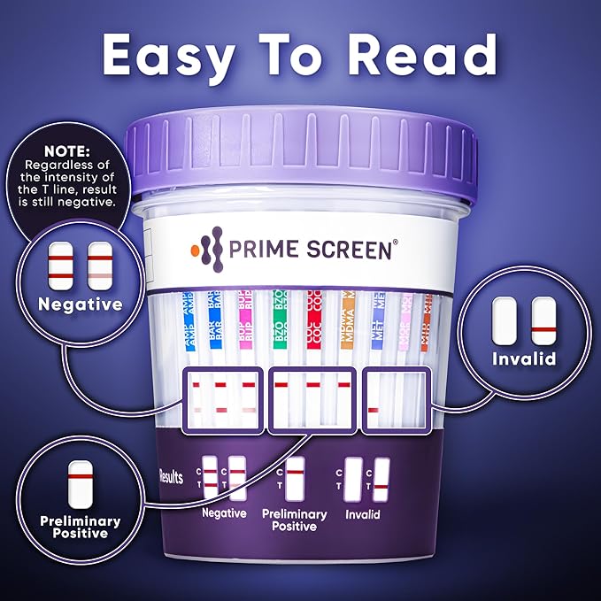 Prime Screen 14 Panel Urine Drug Test Cup Instant Testing Marijuana (THC),OPI,AMP, BAR, BUP, BZO, COC, mAMP, MDMA, MTD, OXY, PCP, PPX, TCA [1 Pack]