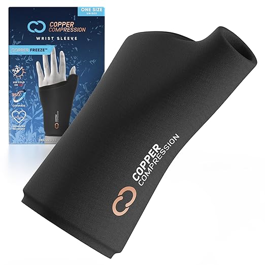 CopperFreeze™ Wrist Sleeve by Copper Compression. Hot & Cold Therapy Support for Pain, Swelling, and Injury Recovery. 360° Copper Infused Relief for Hands, Wrists, and Forearms