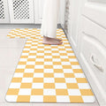 Yellow Checkered Grid Checkerboard Kitchen Rug Sets [2 PCs], Anti-Fatigue, Waterproof Non-Slip Kitchen Mats Heavy Duty Comfort Foam Rug for Kitchen, Floor, Laundry,17"x29"+17"x47"