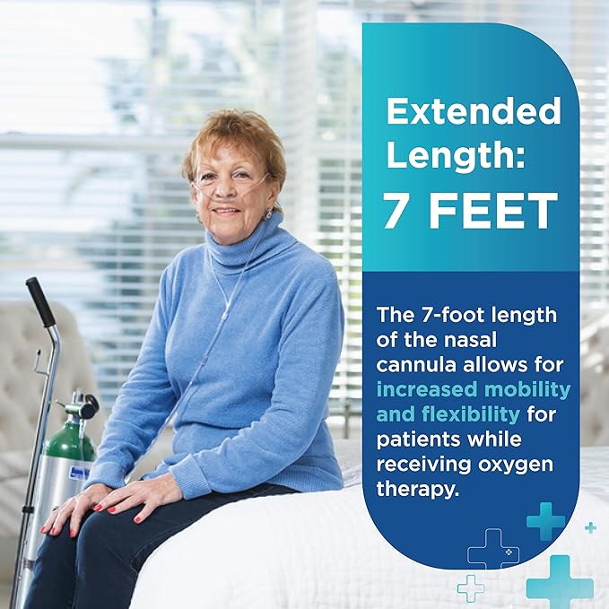 High Flow Oxygen Nasal Cannula - 7 Foot 5 Pack Nasal Cannulas for Oxygen - High Flow Soft Kink Resistant Lightweight Oxygen Tubing Cannula