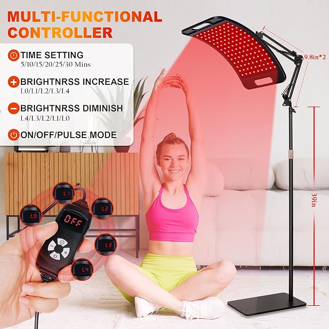 SAVILER® Red Light Therapy, Red Light Therapy for Face and Body with Adjustable Stand, Red Light Therapy for Panel, 660nm & 850nm Infrared Red Light Therapy Device at Home Use